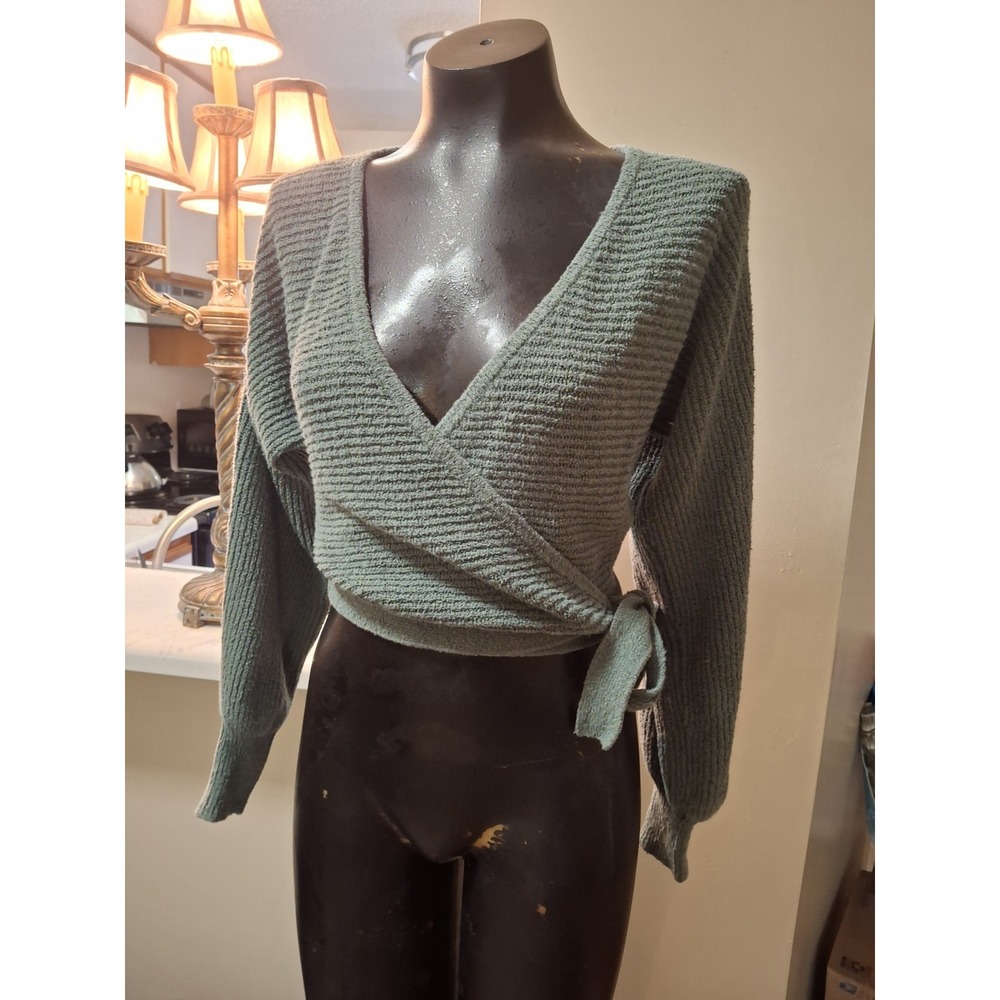 Madewell Green Knit Sweater Wrap Top XS